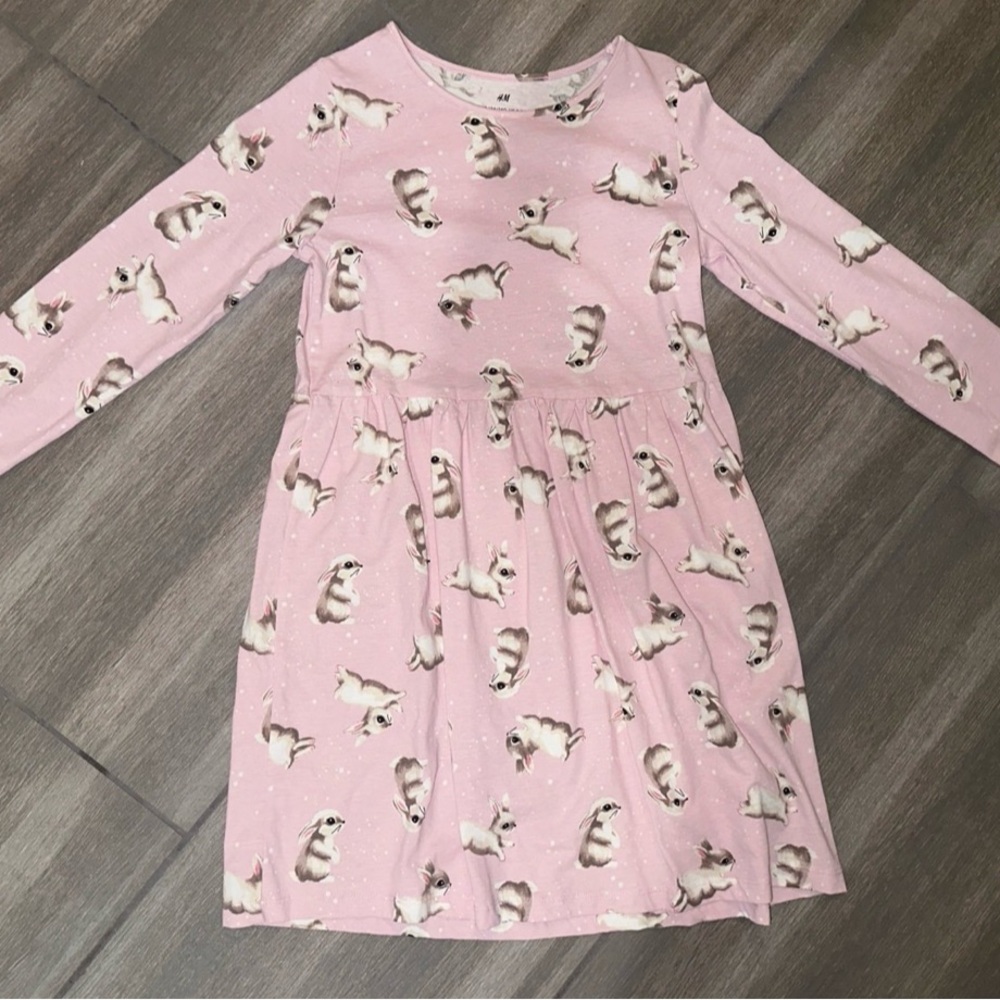 H&M Pink Kids Dress with Cute Animal Pattern